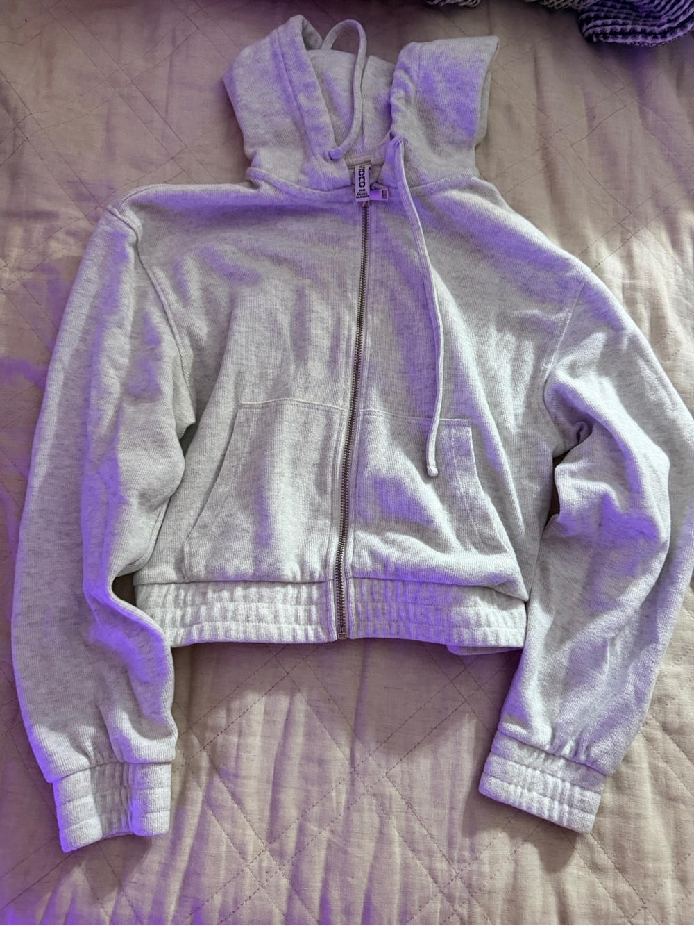 H&M Light Gray Cropped Zip Hoodie Jacket